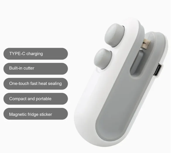 USB Bag Sealer & Cutter – Keep Snacks Fresh, Skip the Clips