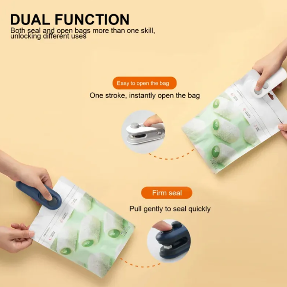 USB Bag Sealer & Cutter – Keep Snacks Fresh, Skip the Clips
